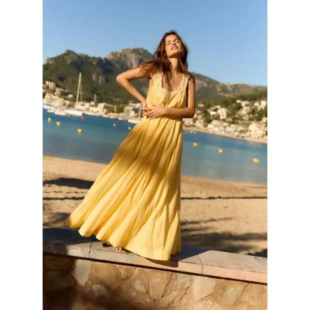 NWT Free People to the Moon Maxi Dress in Golden Haze Women's Sz. S